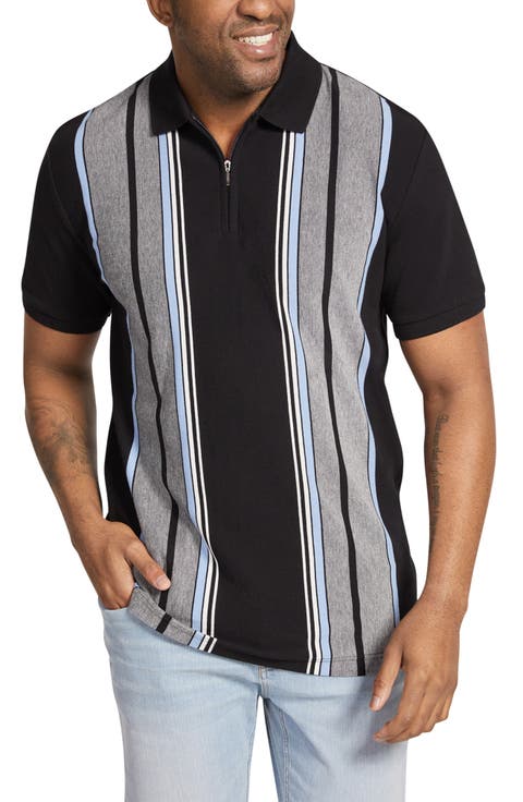 Lester Vertical Stripe Quater Zip Polo