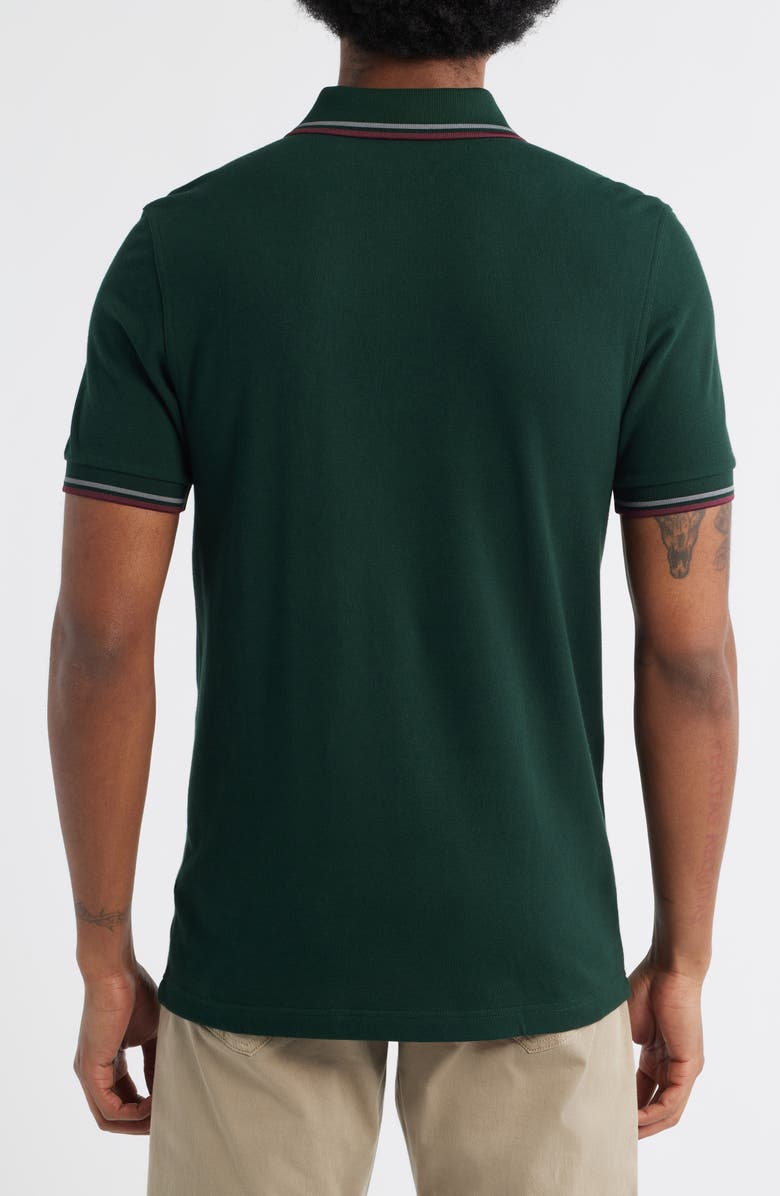 Fred Perry Extra Trim Fit Twin Tipped Piqué Polo, Alternate, color, Dark Green/ Grey/ Oxblood