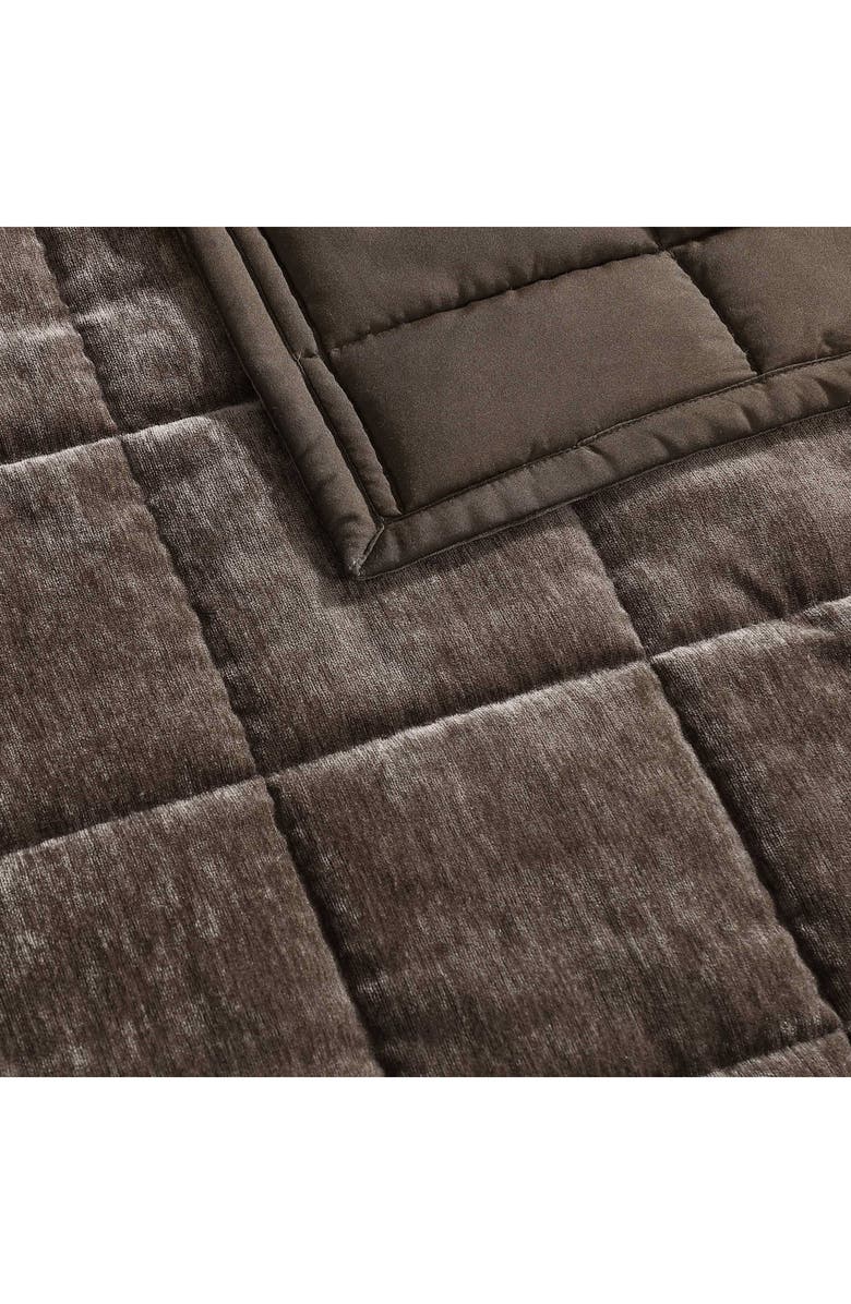 Vera Wang Solid Box Stitched Chenille Quilt & Shams Set, Alternate, color, Dark Brown