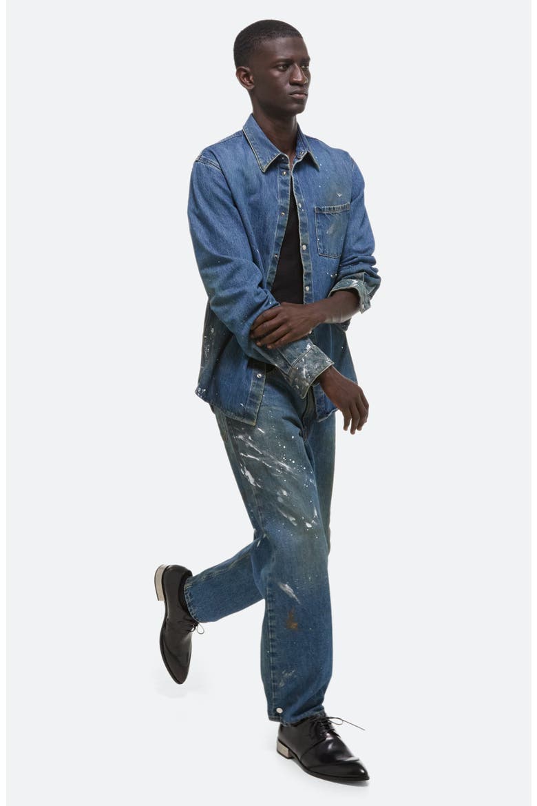 Painted Denim Shirt, Alternate, color, MID INDIGO PAINTER - 21W