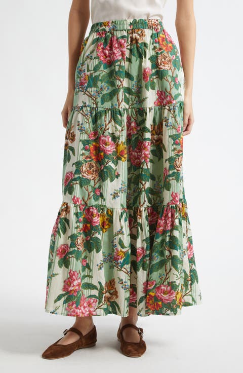 Paola Floral Print Tie Waist Maxi Skirt