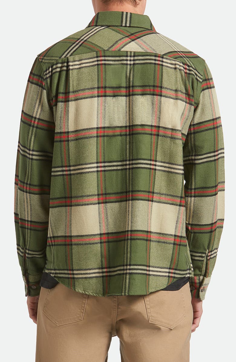Brixton Bowery Plaid Flannel Button-Up Shirt, Alternate, color, Wild Green/Elm/Adrenaline