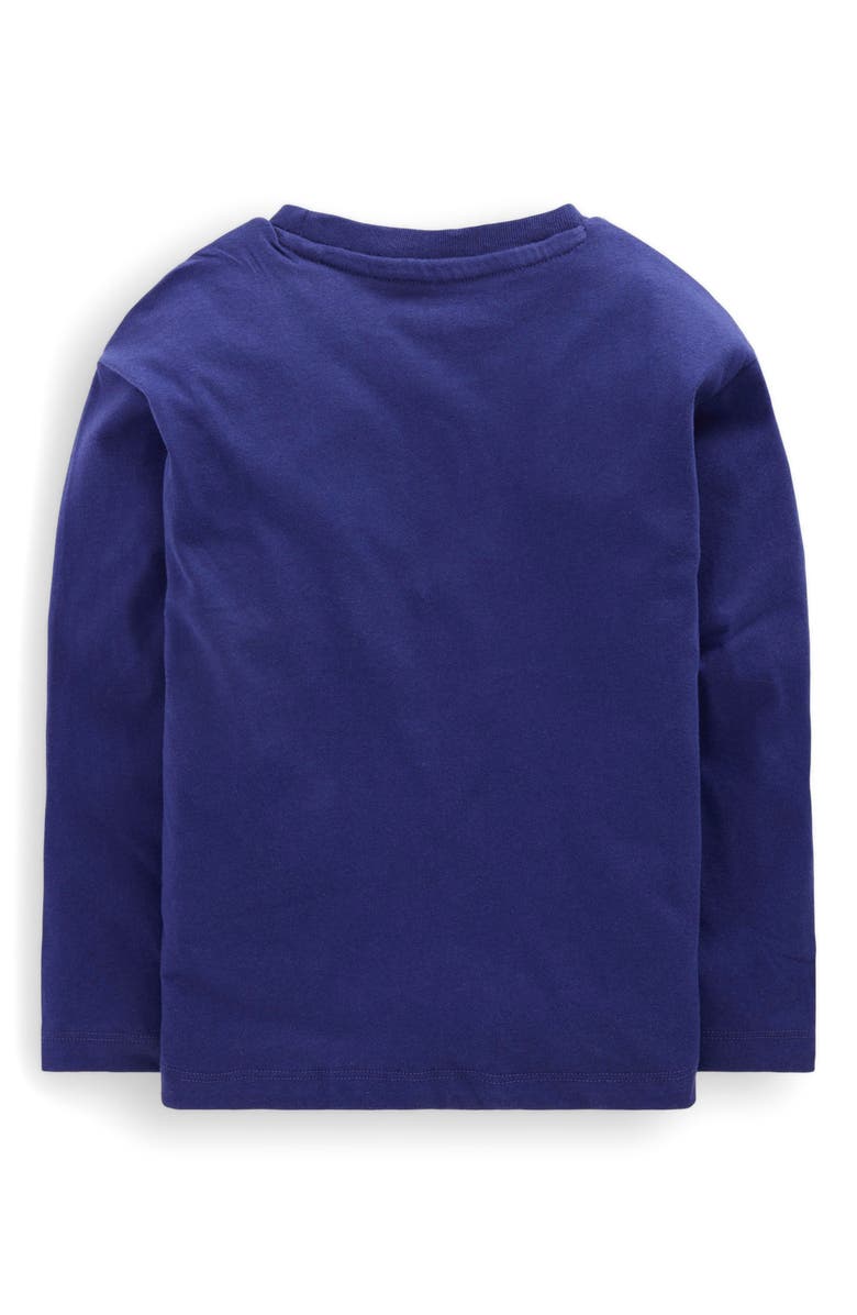 Mini Boden Kids' Heart Appliqué Long Sleeve Cotton Graphic T-Shirt, Alternate, color, Twilight Navy Hearts