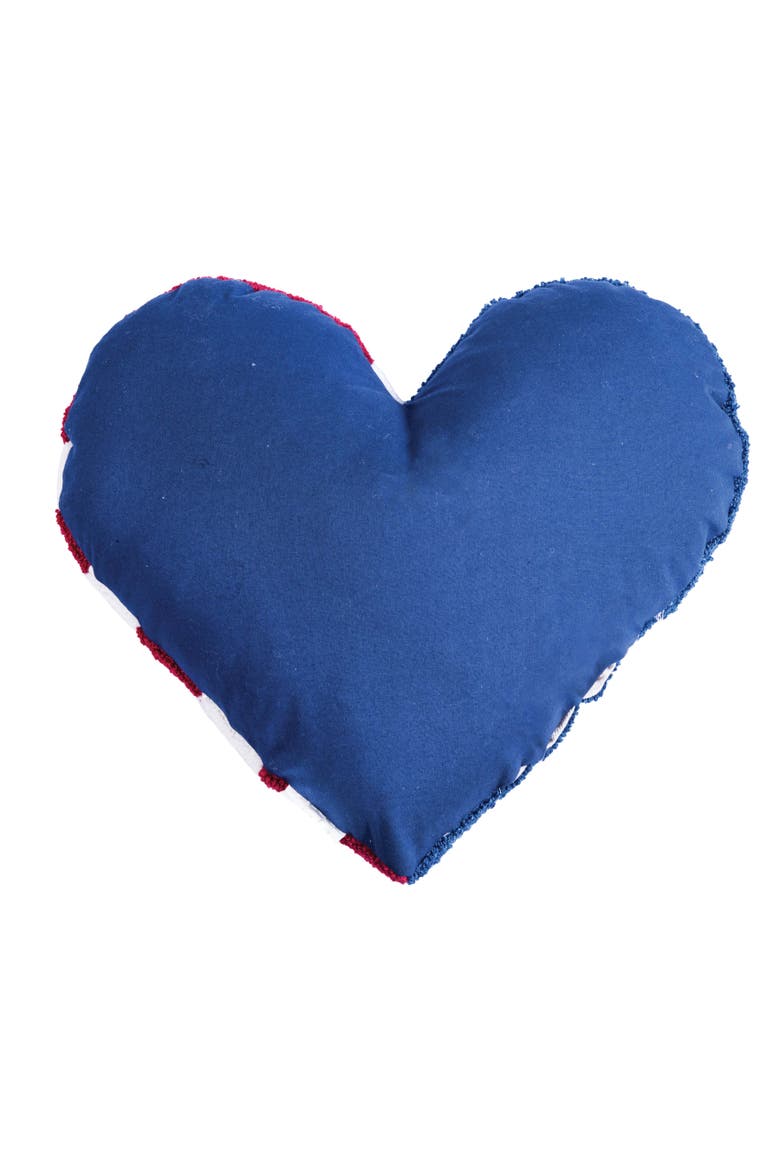 Stars & Stripes American Flag Patriotic Hooked Accent Pillow 18" x 21", Alternate, color, Blue