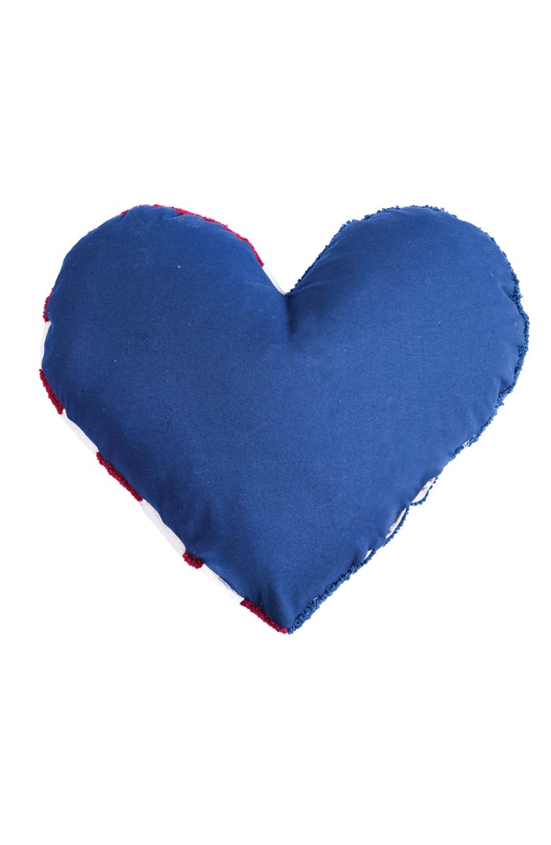 C&F Home Flag Stars and Stripes Patriotic 4th of July Heart Hooked Shaped Throw Pillow, 18" x 21", Alternate, color, Blue