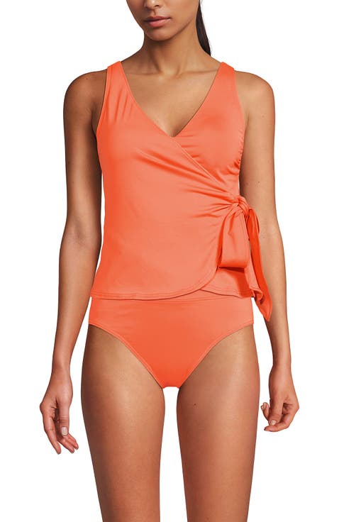 Chlorine Resistant Side Tie V-neck Tankini Swimsuit Top