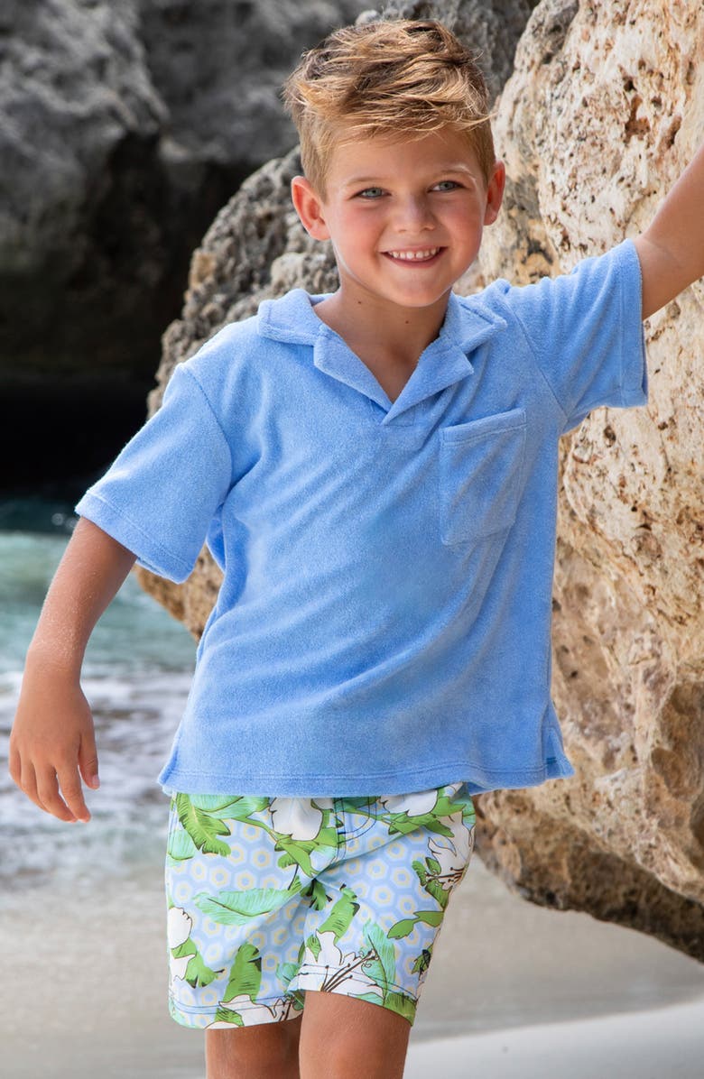 Shade Critters Kids' Hibiscus UPF 50+ Swim Trunks, Alternate, color, Mint