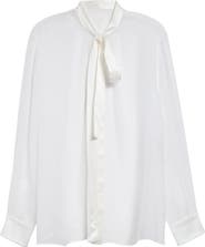 Dolce&Gabbana Sheer Silk Chiffon Tie Neck Shirt