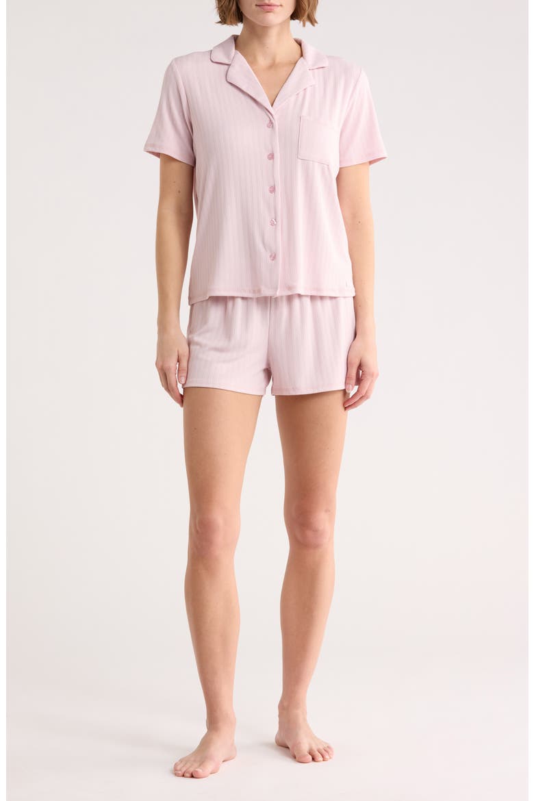Notched Short Sleeve Top & Shorts Pajamas, Main, color, WISTERIA BLOOM