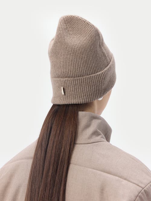 Gobi Mongolian Cashmere Cashmere Rib Knit Beanie In Taupe