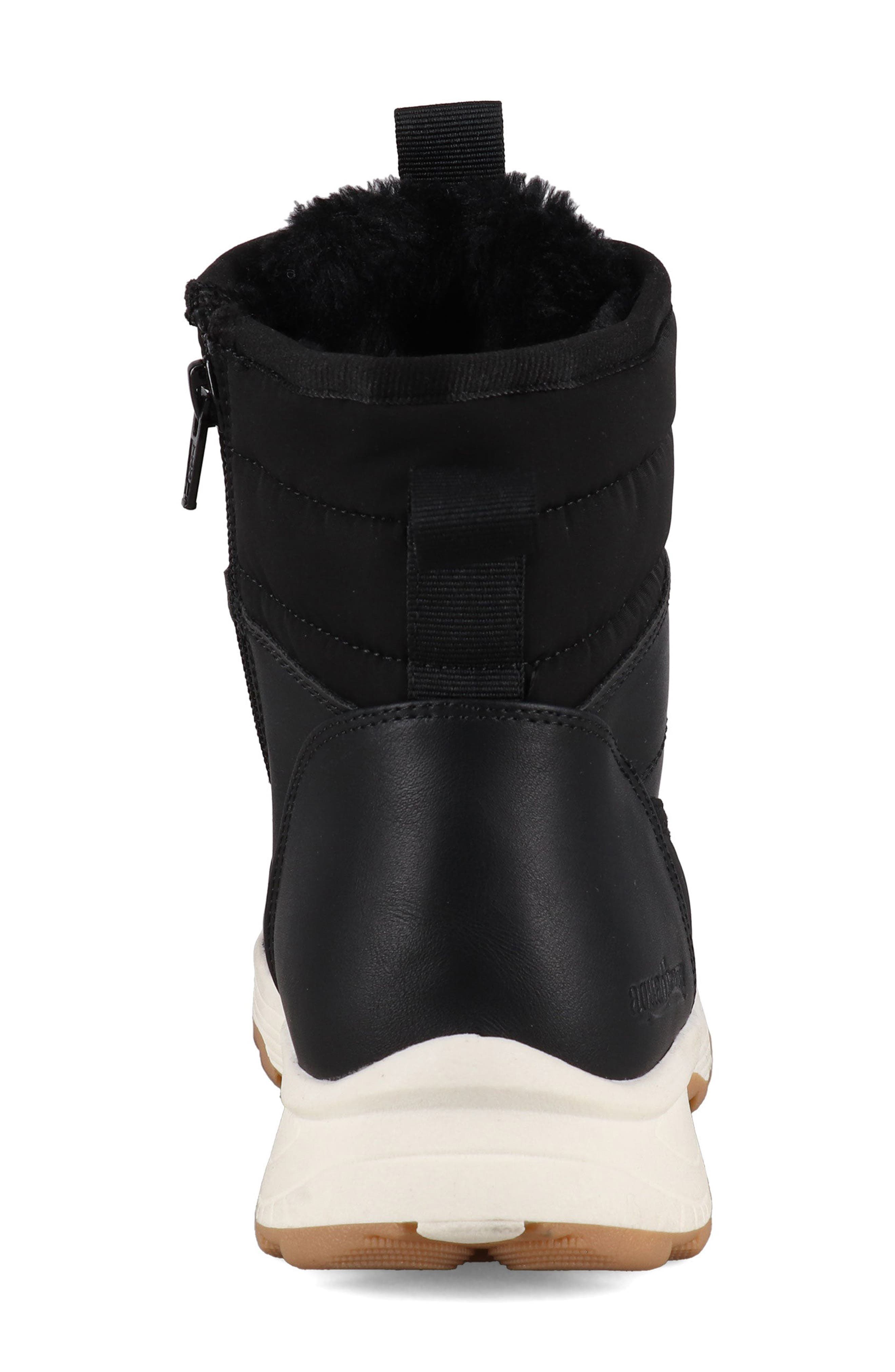 AQUATHERM BY SANTANA CANADA Sokul Faux Fur Lined Lace-Up Boot, Alternate, color, Black Smooth