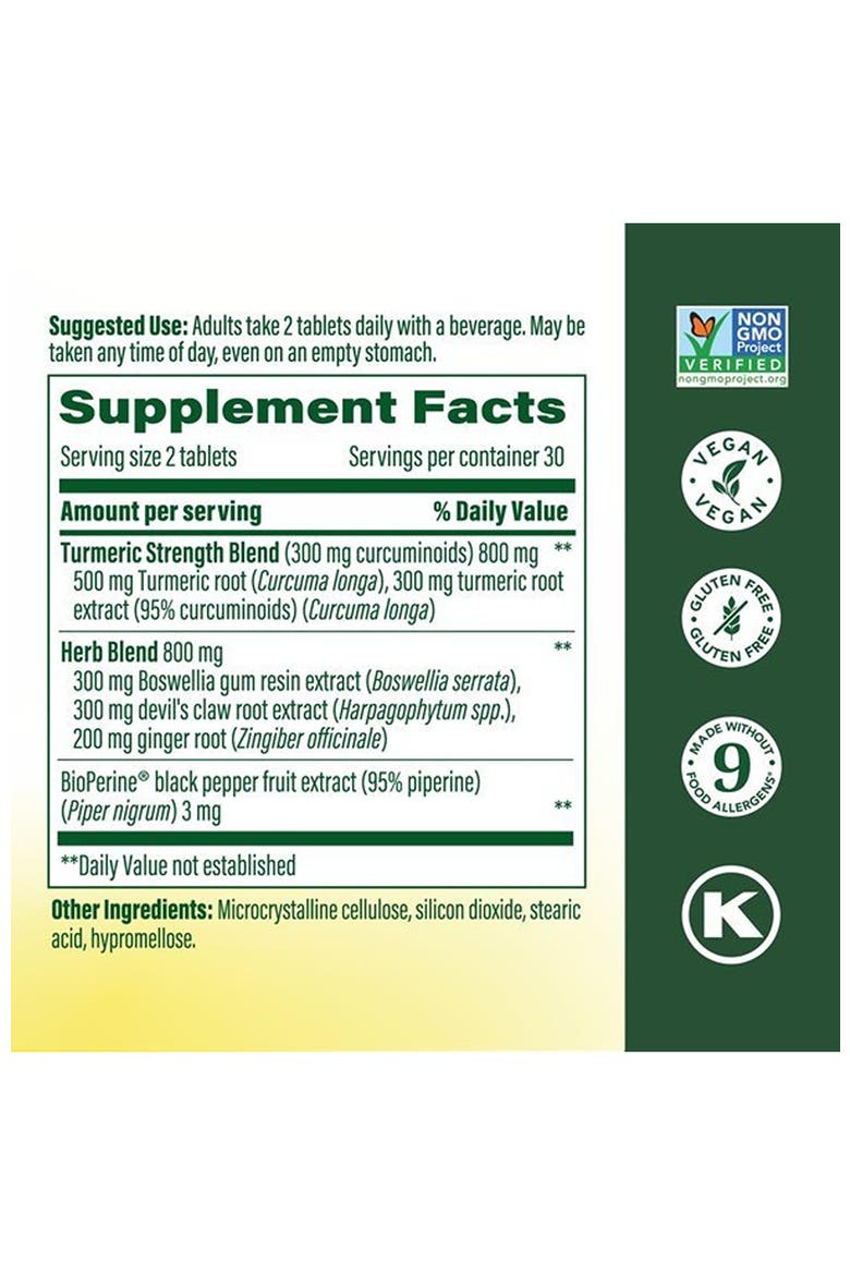 Turmeric Curcumin Supplement for Joint Support with Black Pepper, Vegan, Non-GMO, 60 Tablets, Alternate, color, None