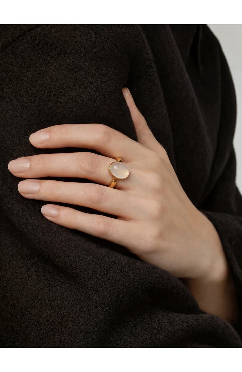 seree Halo White Chalcedony Cabochon Ring, Alternate, color, Gold