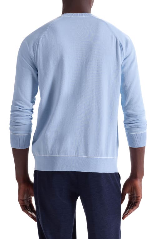 Bugatchi Tipped Cotton Blend Crewneck Sweater In Blue