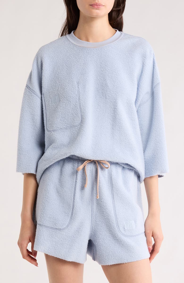 Lunya Silksweats<sup>™</sup> Reversible Crop Pajama Top, Alternate, color, Welkin Blue