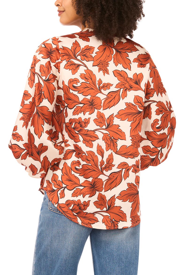 Floral Satin Top, Alternate, color, PEACH WHIP