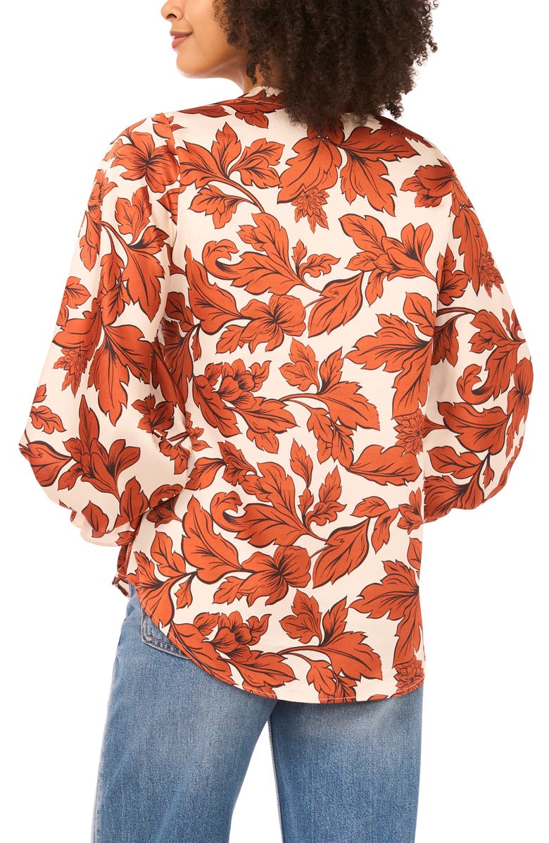 Vince Camuto Floral Satin Top, Alternate, color, Peach Whip