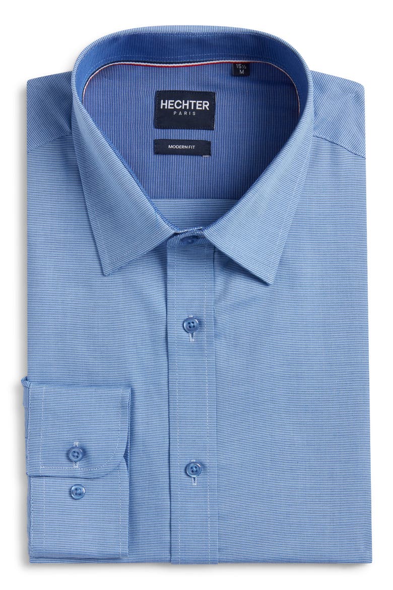 Paris Modern Fit Blue Micropattern Cotton Dress Shirt, Alternate, color, BLUE
