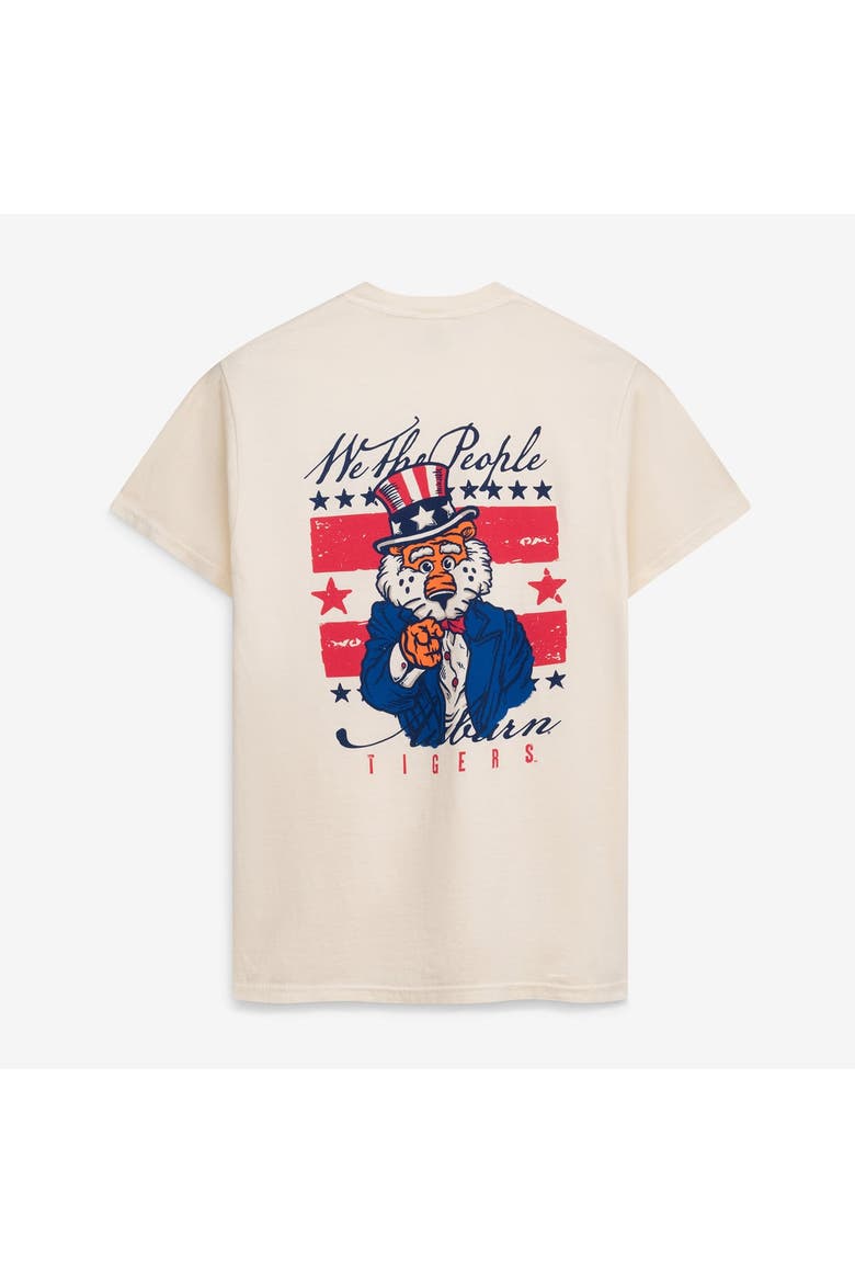Men's  Cream Auburn Tigers Uncle Sam Mascot T-Shirt, Alternate, color, Cream