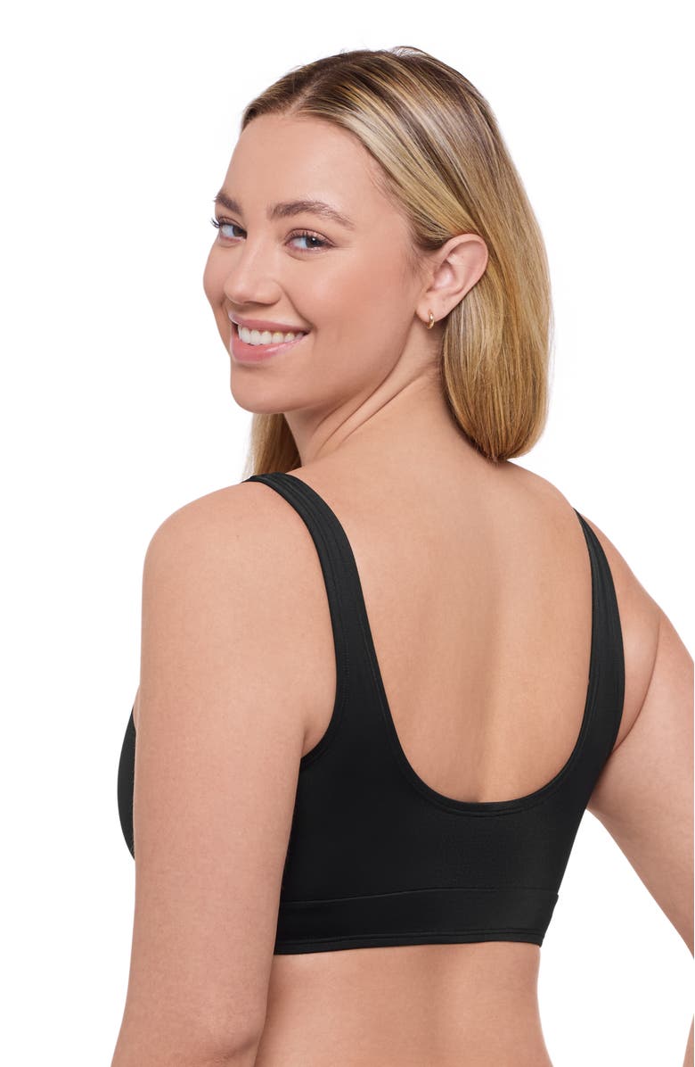 S3 Apparel Supportive and Sculpting Banded Cinch Front Bikini Swimsuit Top, Alternate, color, Onyx Black