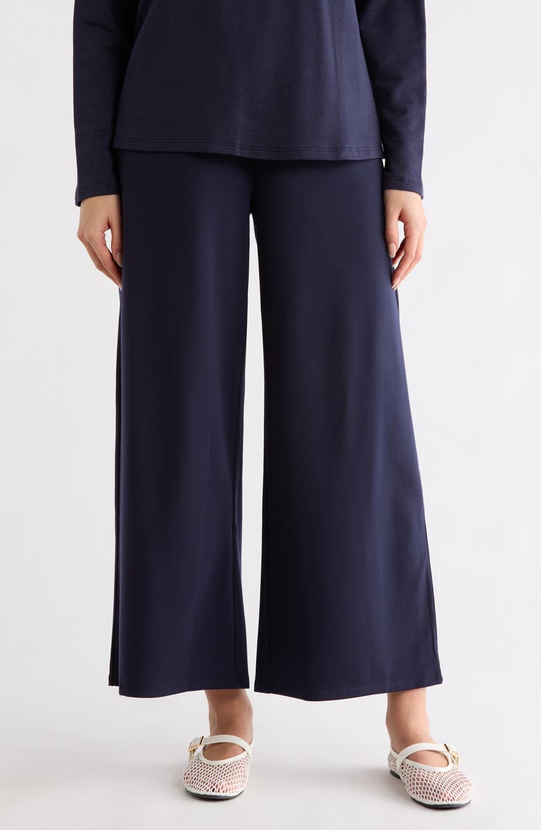 Eileen Fisher Ponte Wide Leg Pants, Main, color, Ink