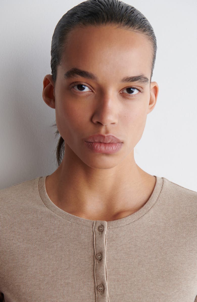 COS Long Sleeve Stretch Organic Cotton Rib Henley, Alternate, color, 