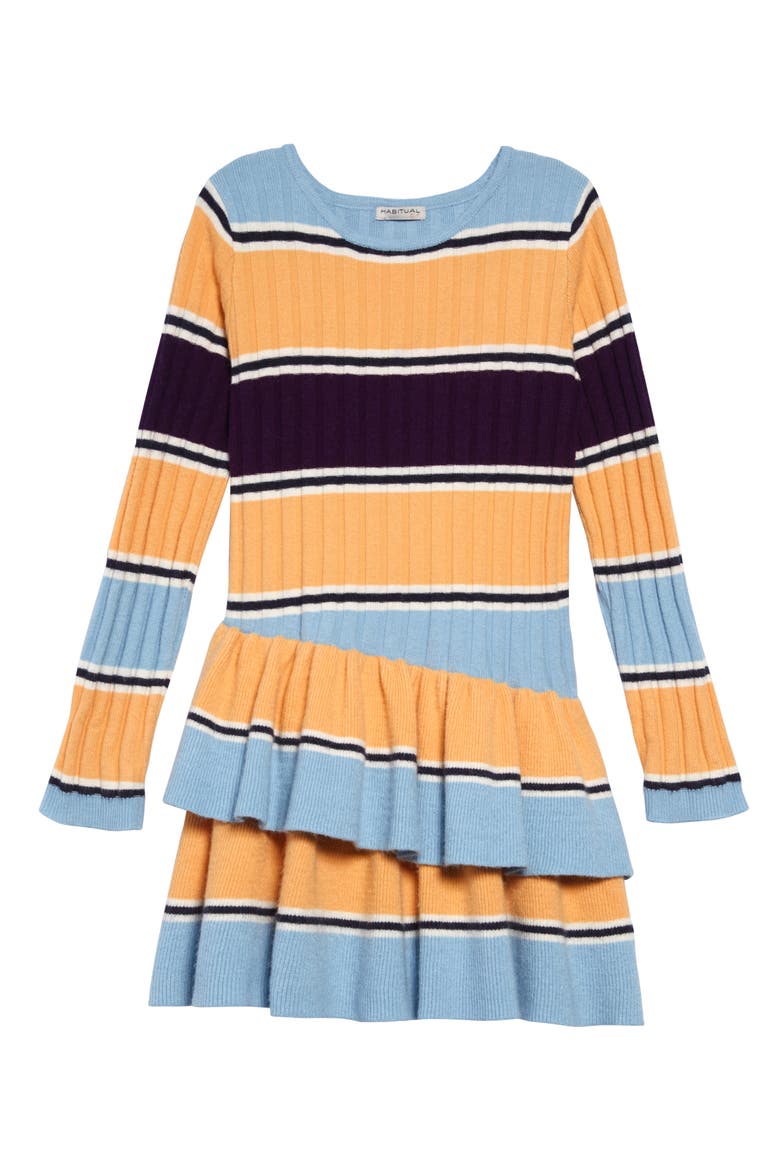 Maisie Stripe Rib Sweater Dress, Main, color, STRIPE