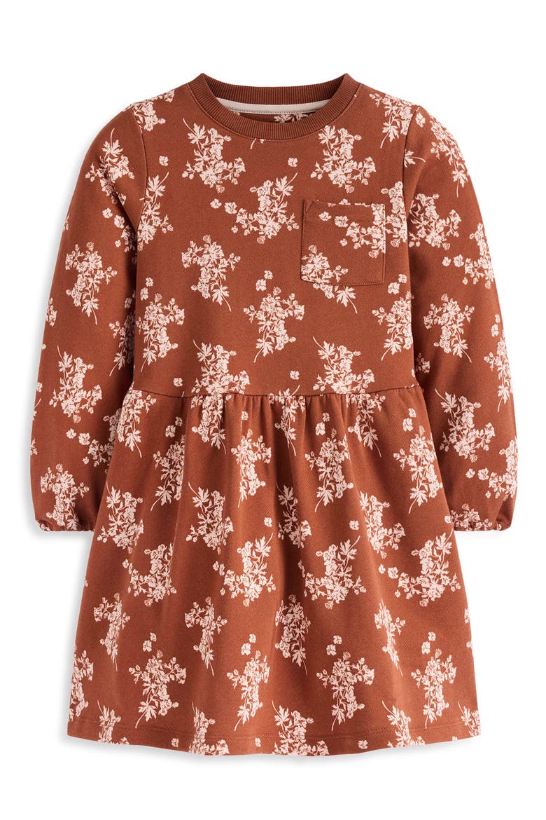 Kids' Loopback Sweatshirt Dress, Main, color, BROWN FLORAL