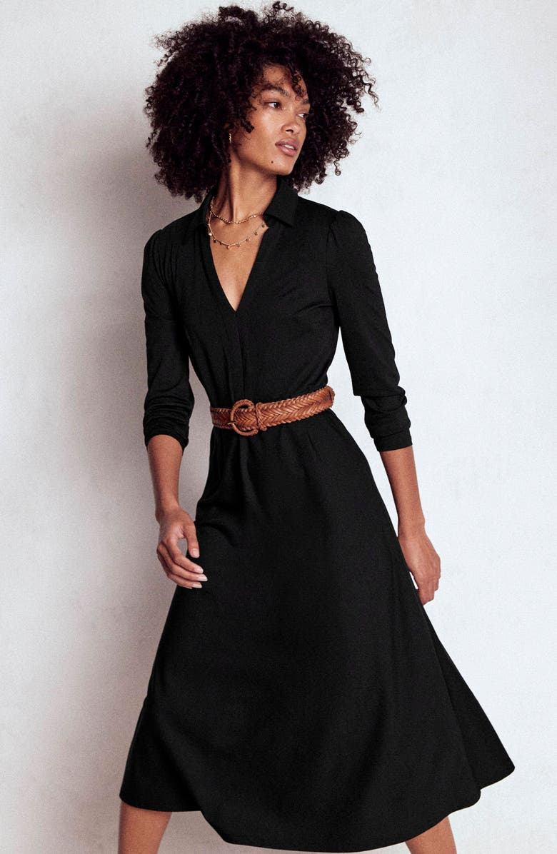 Boden Imogen Long Sleeve Jersey Dress, Alternate, color, Black