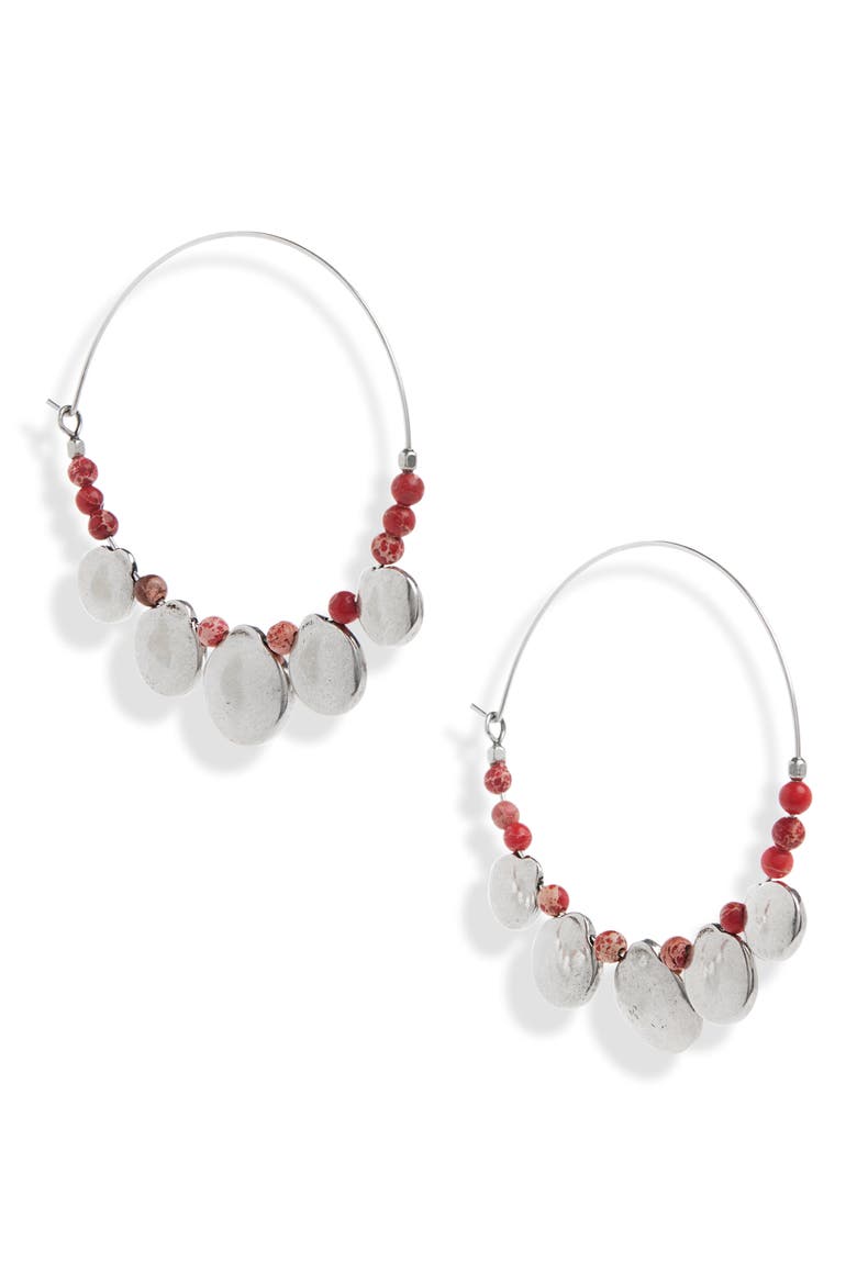 Adriel Large Hoop Earrings, Main, color, RIO RED/ SILVER