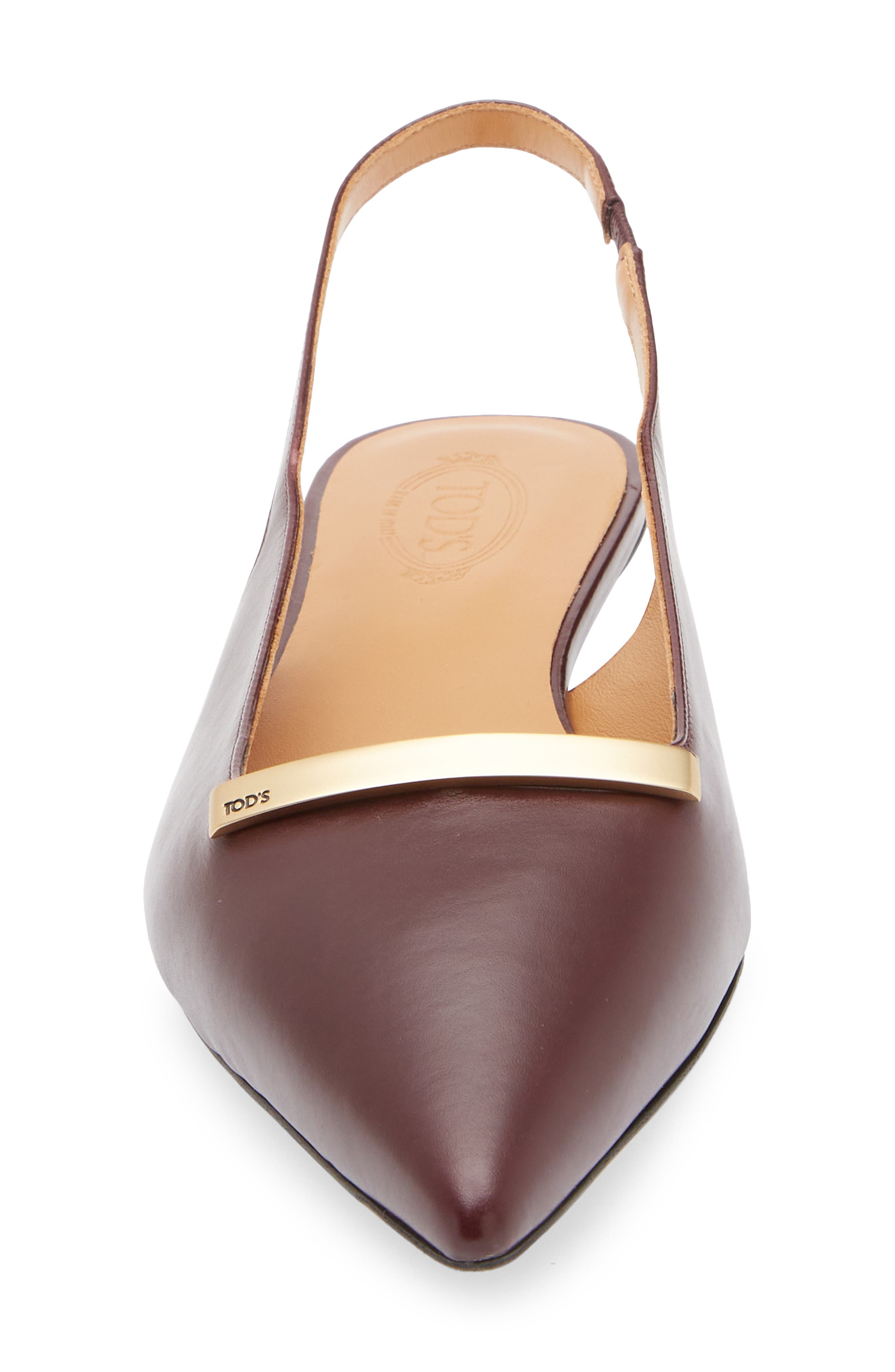 Tod
s Barretta Pointed Toe Slingback Flat, Alternate, color, Kraft Chiaro
