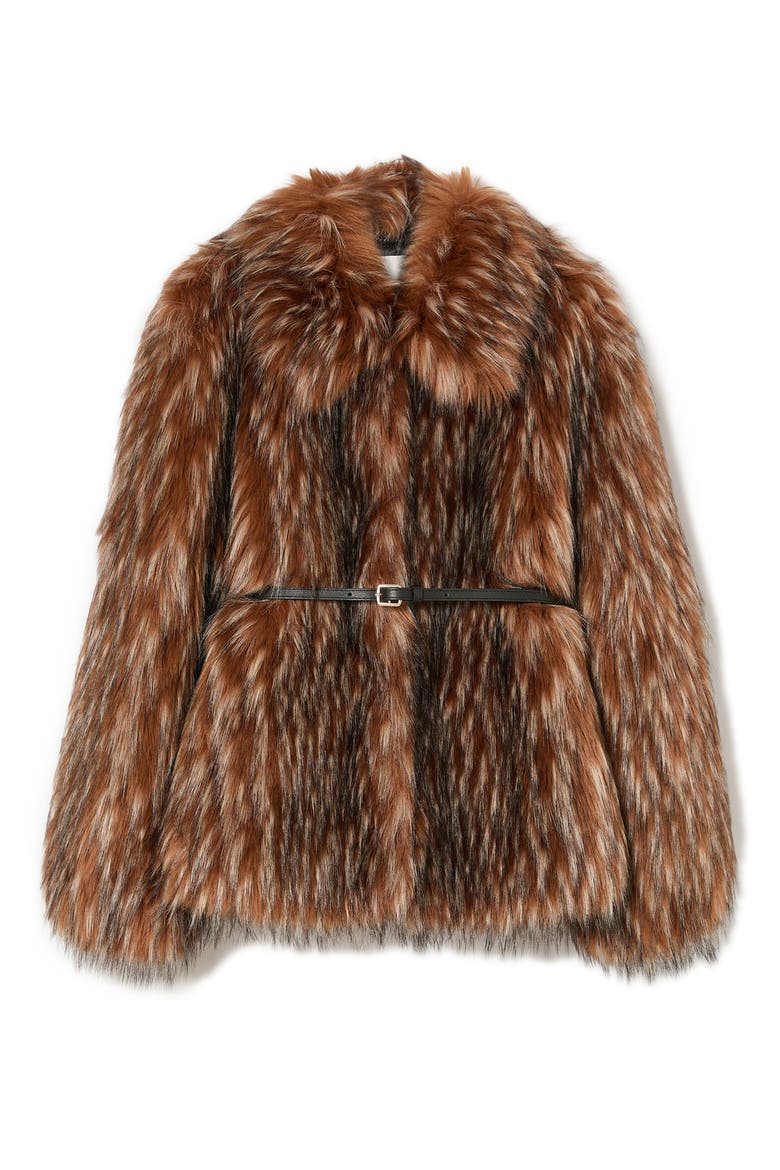 Erosi Faux Fur Short Coat, Alternate, color, CAMEL