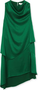 Reiss Eloise Drape Layered Asymmetric Satin Dress