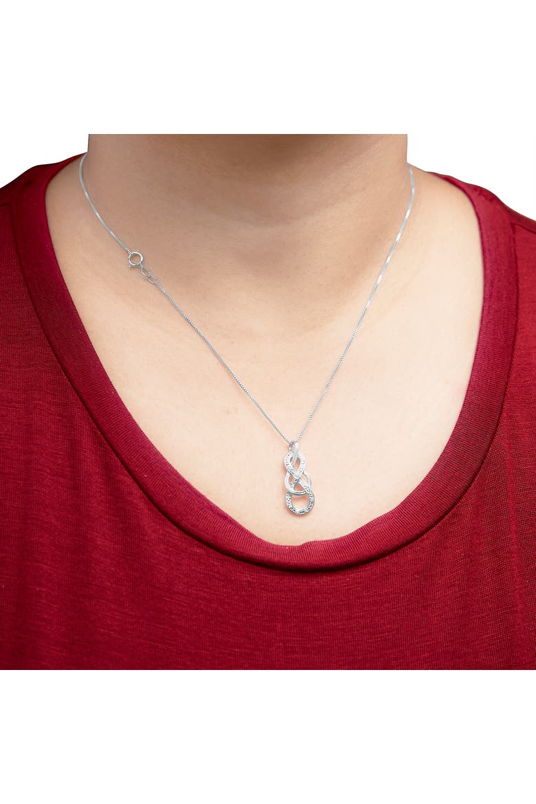 925 Sterling Silver Diamond Accent Interlocking Infinity Pendant Necklace, Alternate, color, Silver