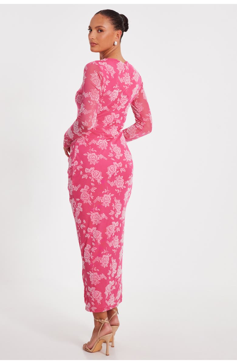 QUIZ Floral Flocked Mesh Maxi Dress, Alternate, color, 