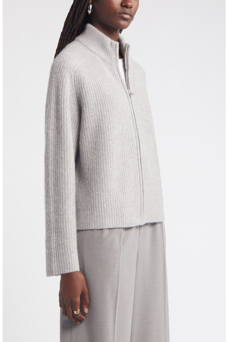 Rib Zip Cardigan, Alternate, color, GREY HEATHER