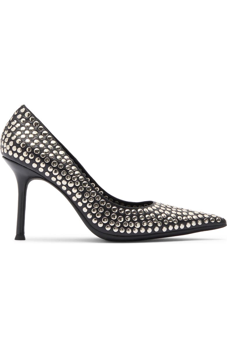 Jeffrey Campbell Risktake Stud Pointed Toe Pump, Alternate, color, Black Silver