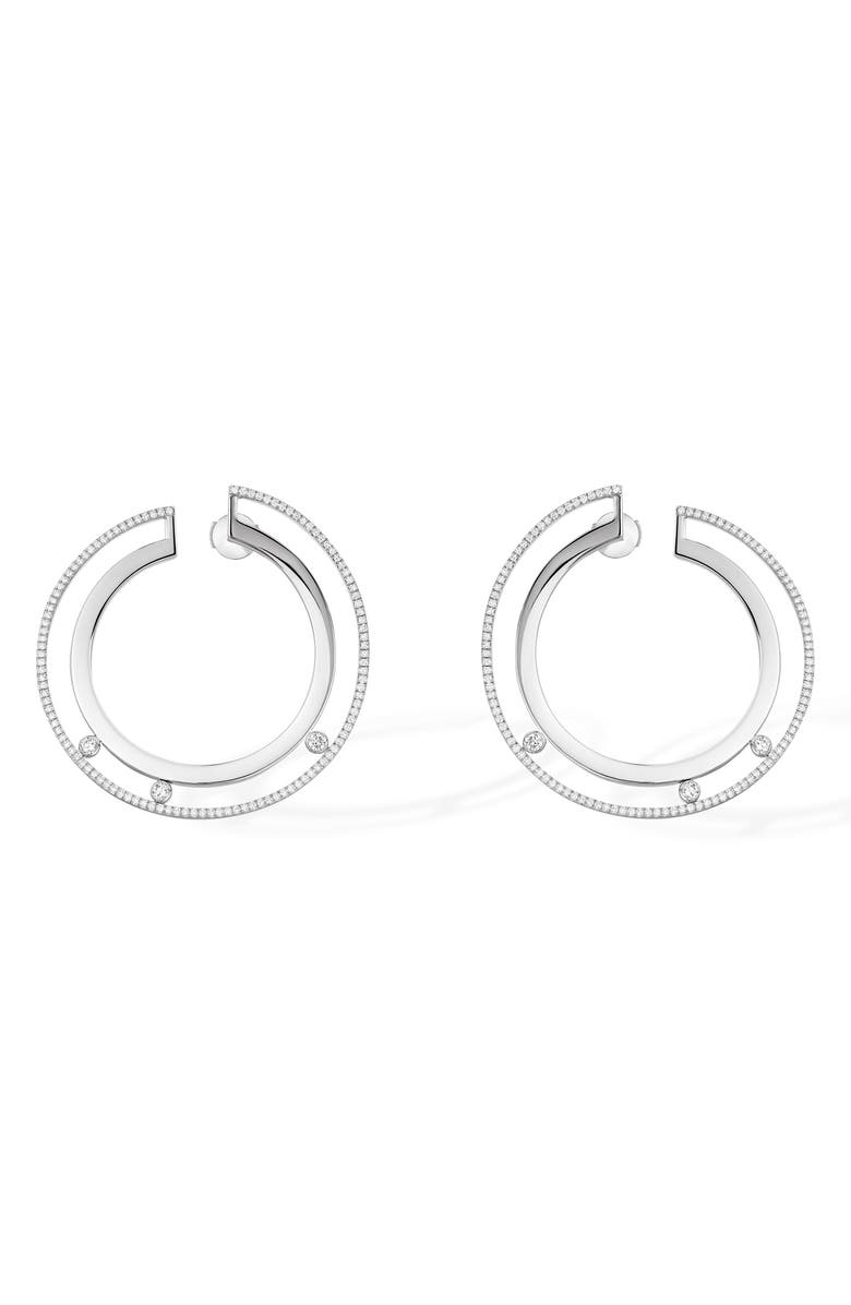 Messika Move Romane 18K Gold & Diamond Hoop Earrings, Main, color, White Gold