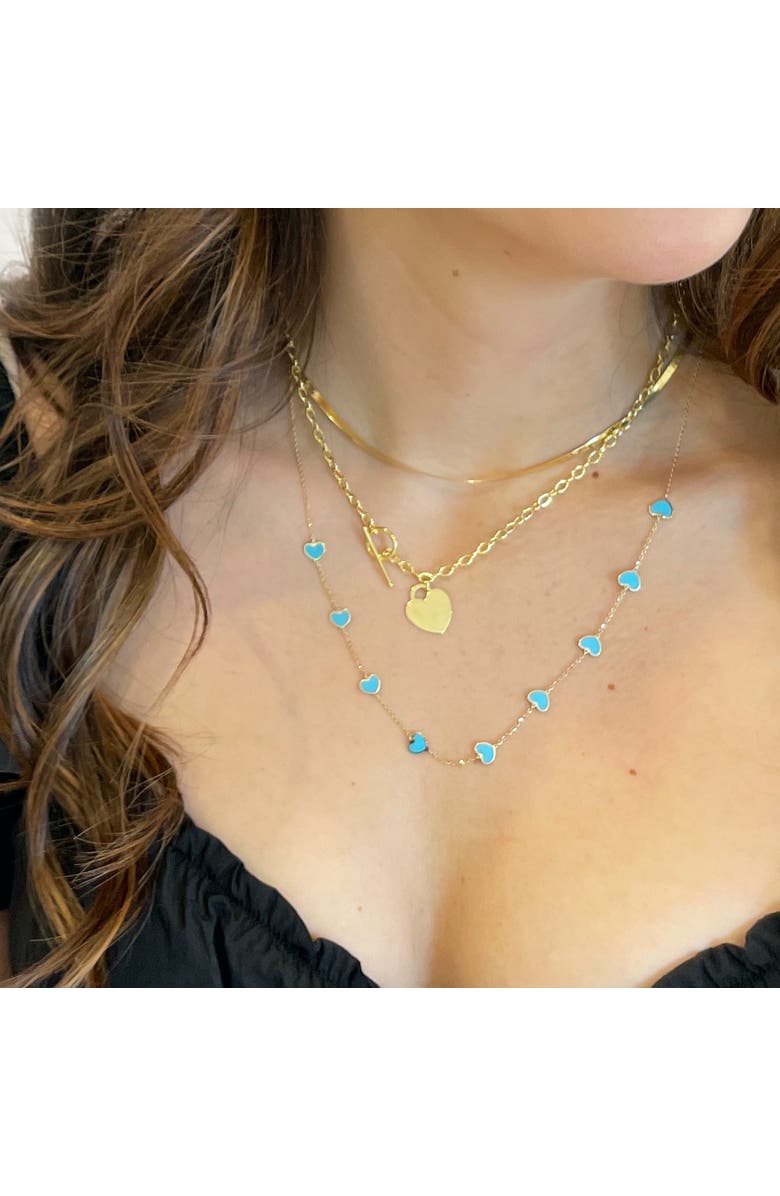 The Lovery Fine Jewelry Turquoise Heart Station Necklace, Alternate, color, Turquoise