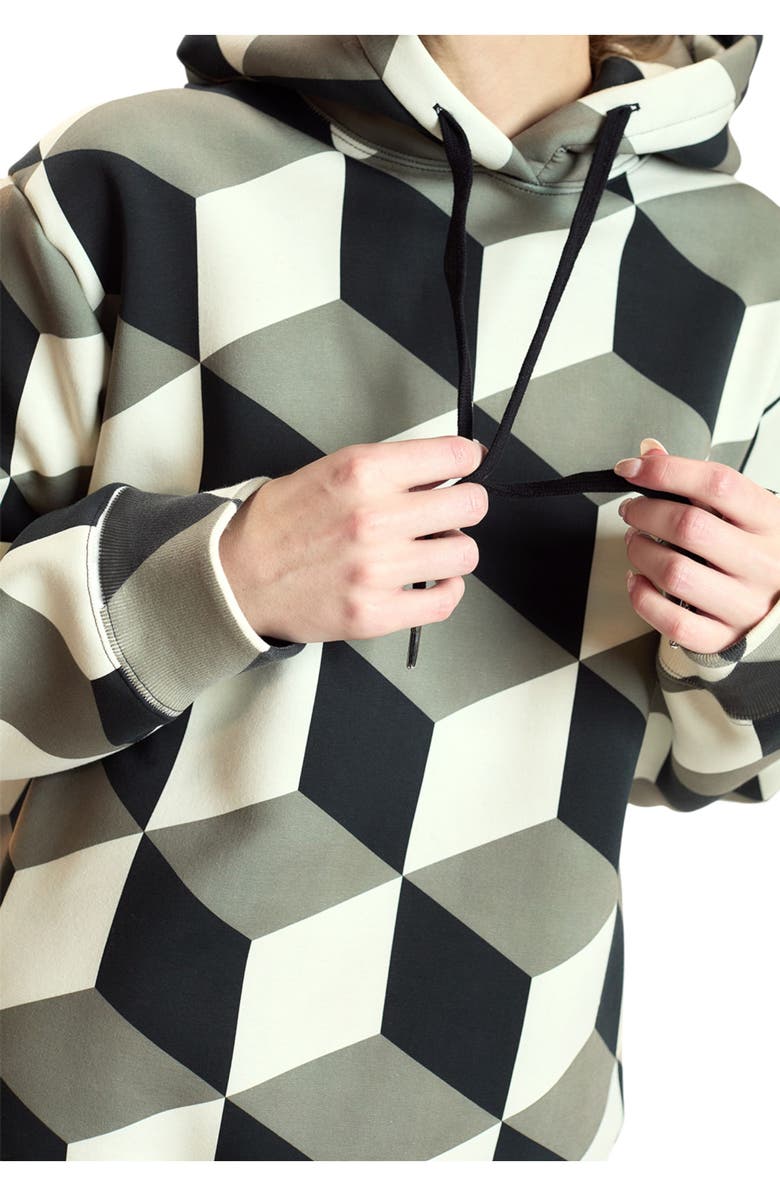 Cynthia Rowley Printed Hoodies, Alternate, color, Geo Black/Camel Combo