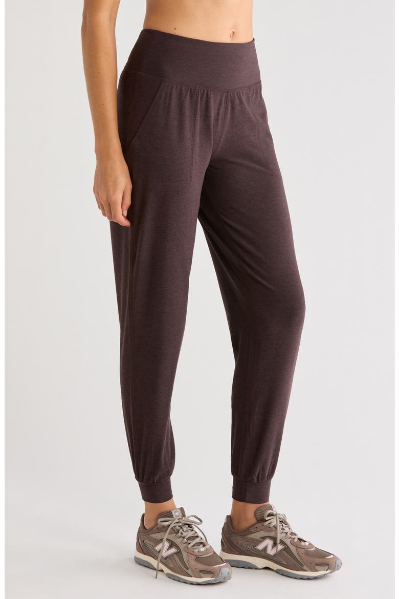 Midweight Spacedye Midi Joggers, Alternate, color, DARK CHOCOLATE HEATHER
