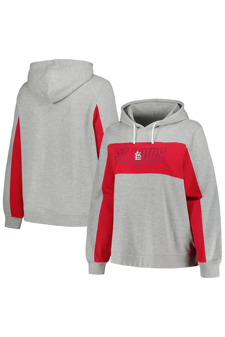 Women's Profile Heather Gray St. Louis Cardinals Plus Size Pullover Jersey Hoodie, Main, color, Heather Gray