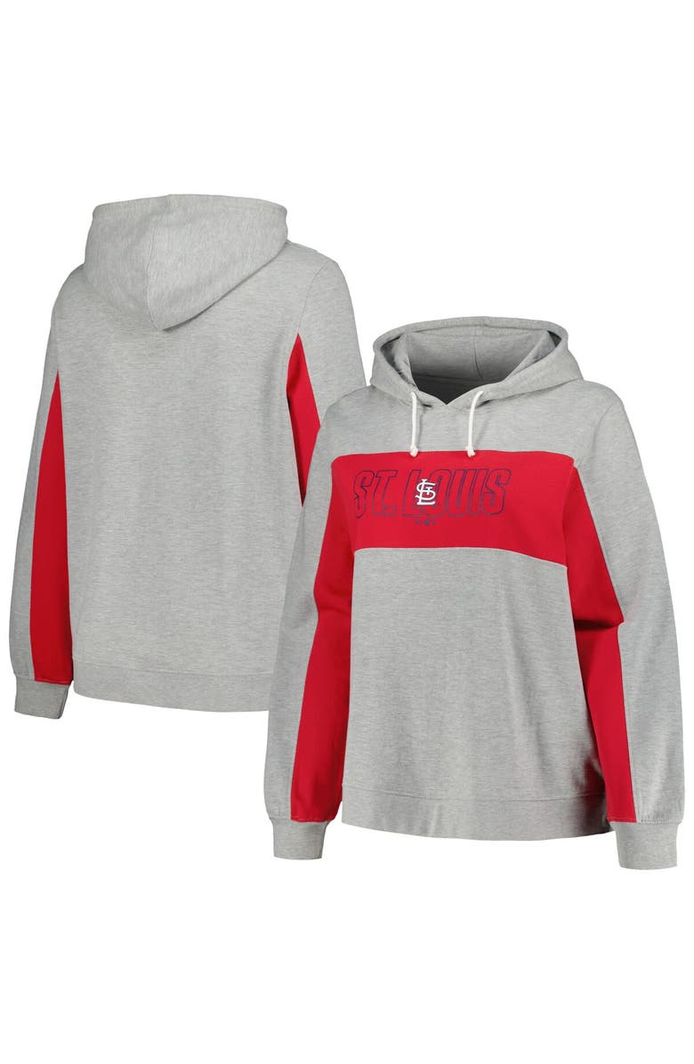 PROFILE Women's Profile Heather Gray St. Louis Cardinals Plus Size Pullover Jersey Hoodie, Main, color, Heather Gray