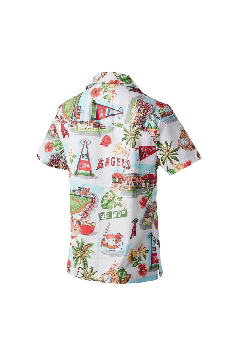 Women's Reyn Spooner White Los Angeles Angels Scenic Camp Button-Up Shirt, Alternate, color, White