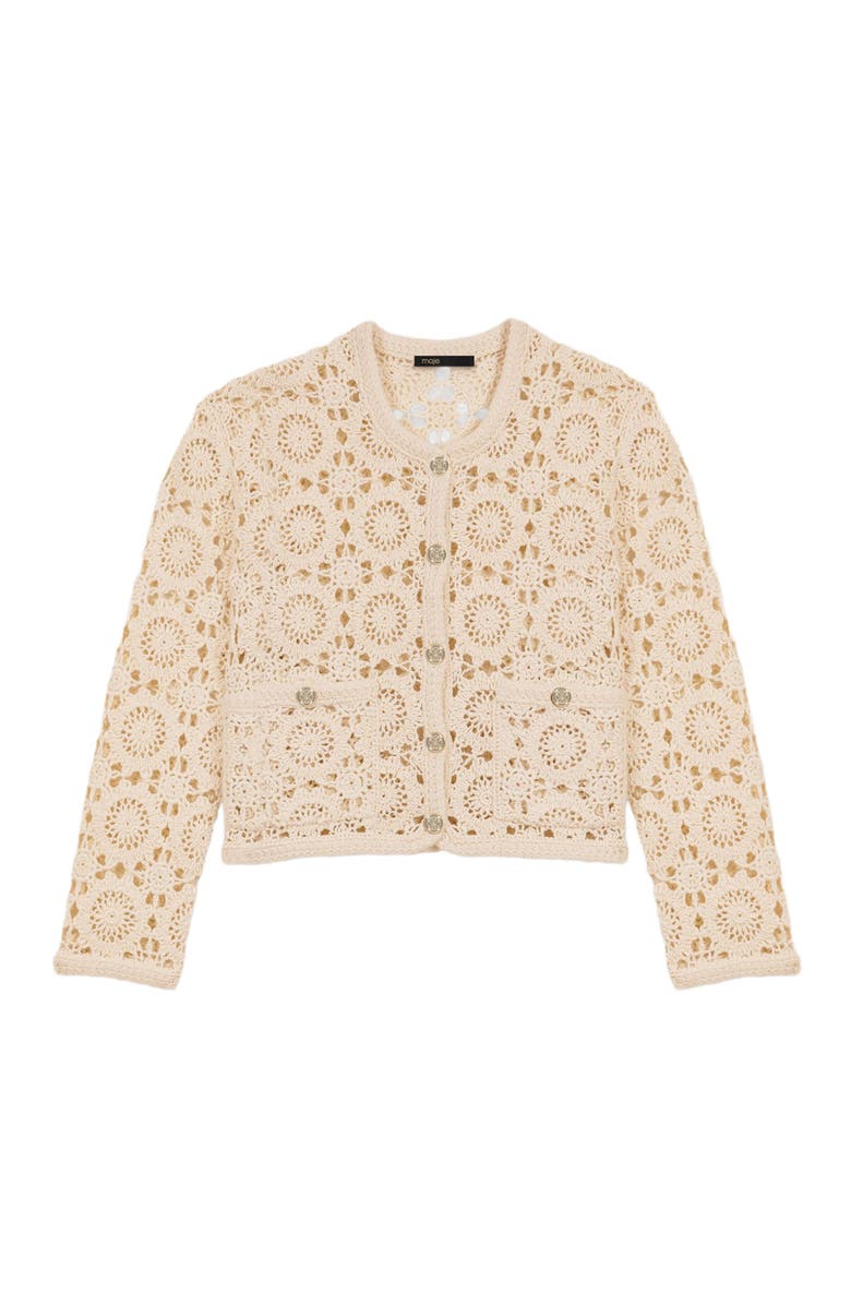 maje Crochet cropped cardigan, Alternate, color, 
