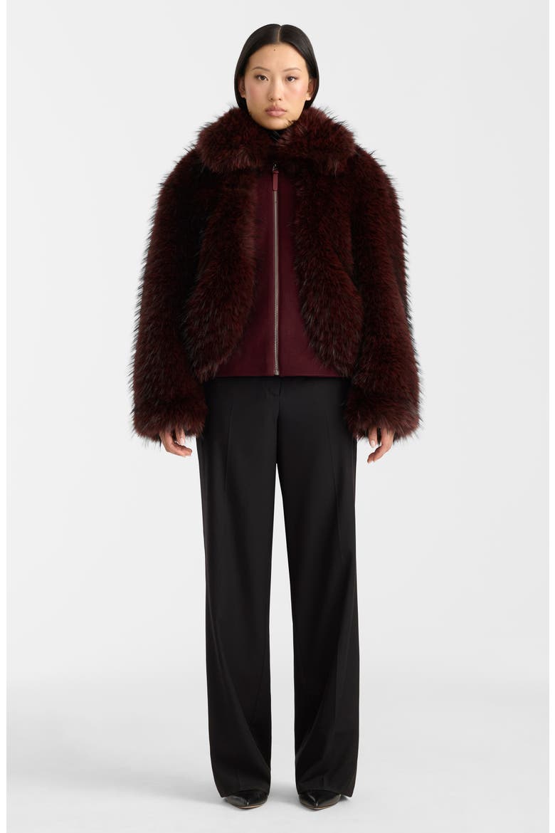 Nanny Faux Fur & Wool Jacket, Alternate, color, BLACK-GARNET
