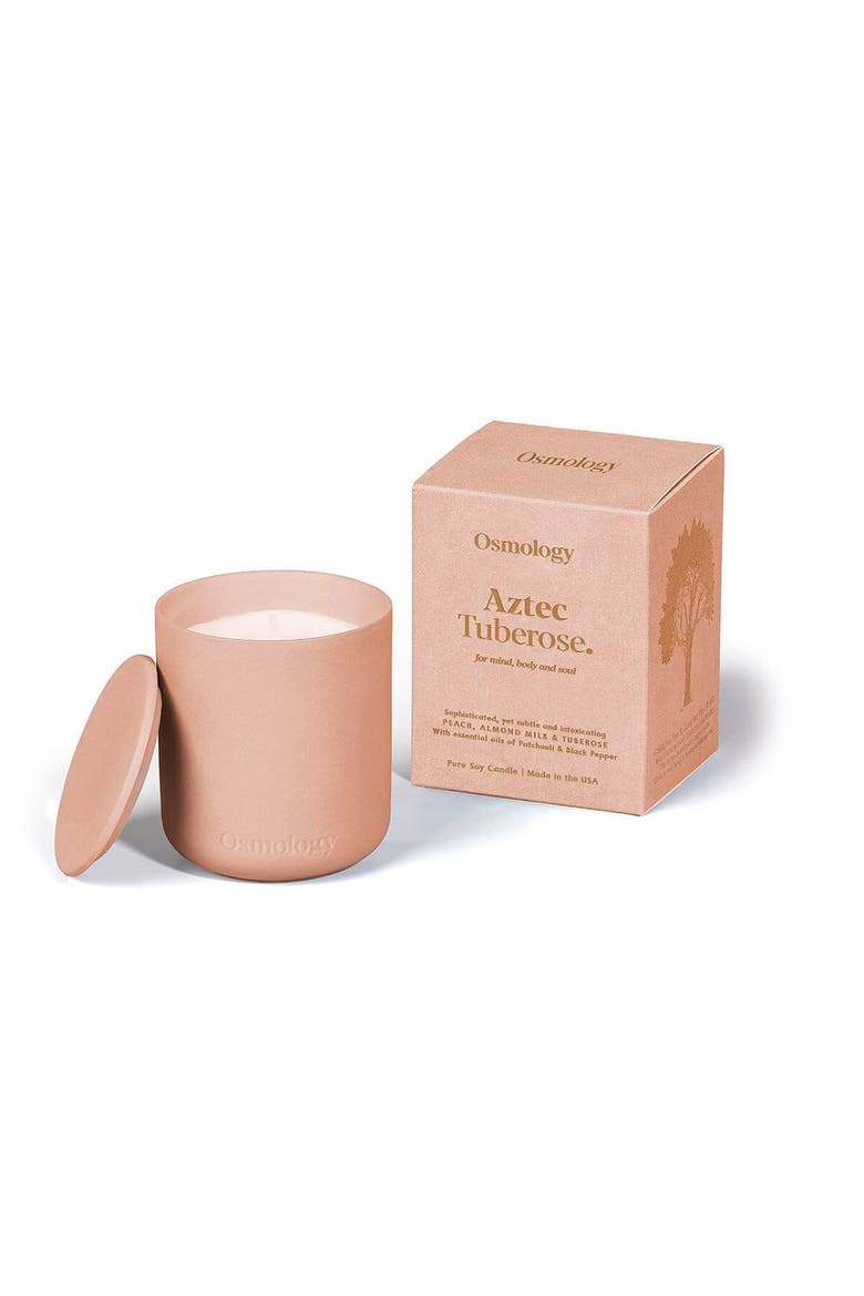 Tuberose Scented Candle - Peach Almond Milk and Tuberose, Main, color, pink
