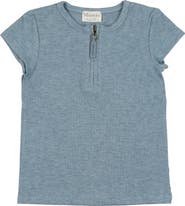 Manière Kids' Half Zip Short Sleeve Top
