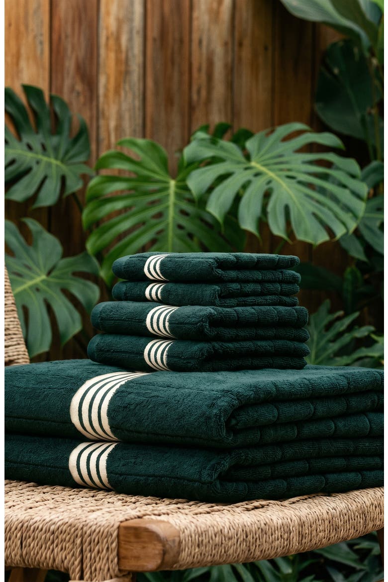 Nautilus 6-Piece Bath Sheet Luxe Set, Alternate, color, Verdant & Ecru