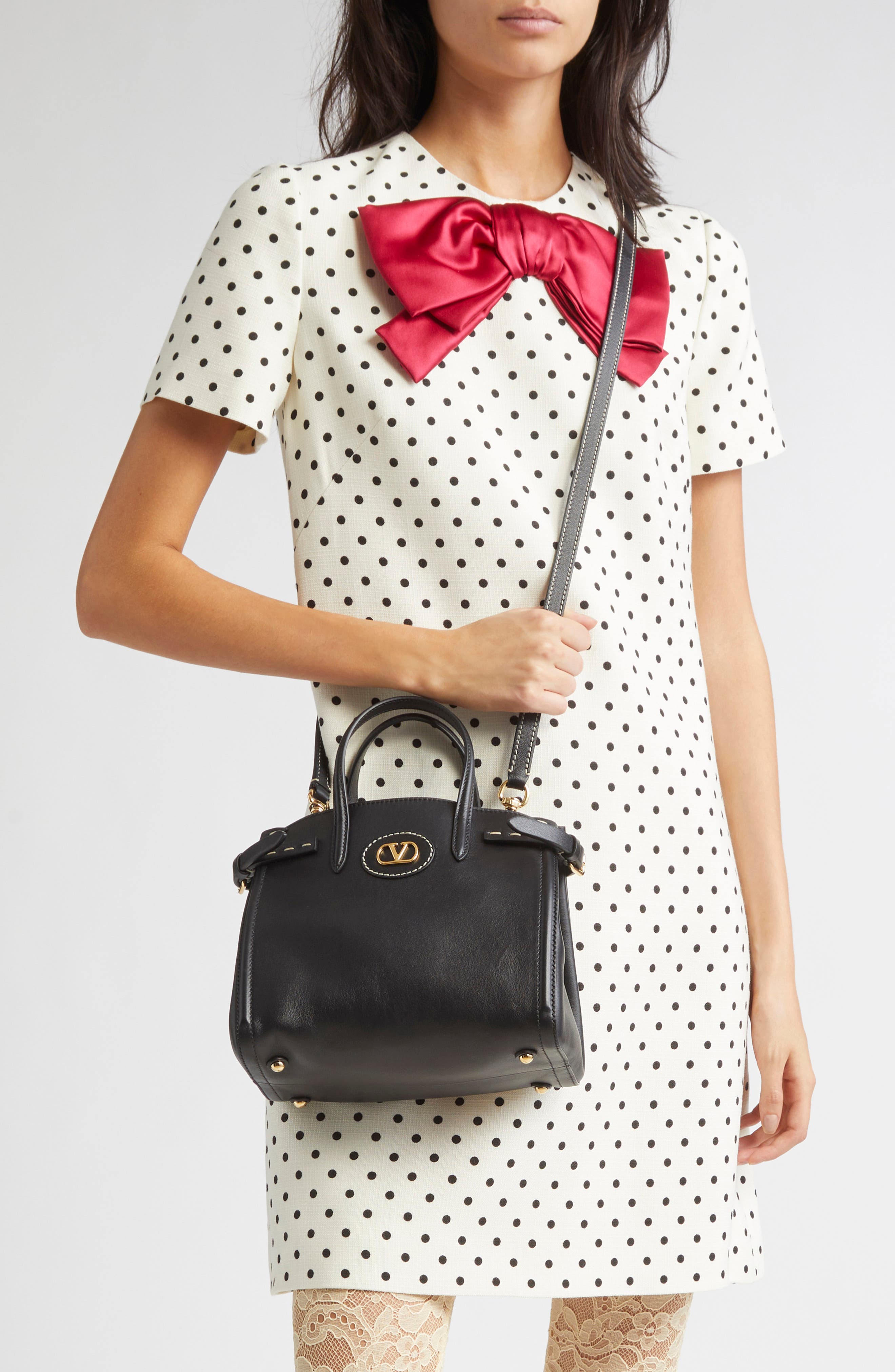 Valentino Garavani Small Antibes Leather Tote, Alternate, color, 0No Nero